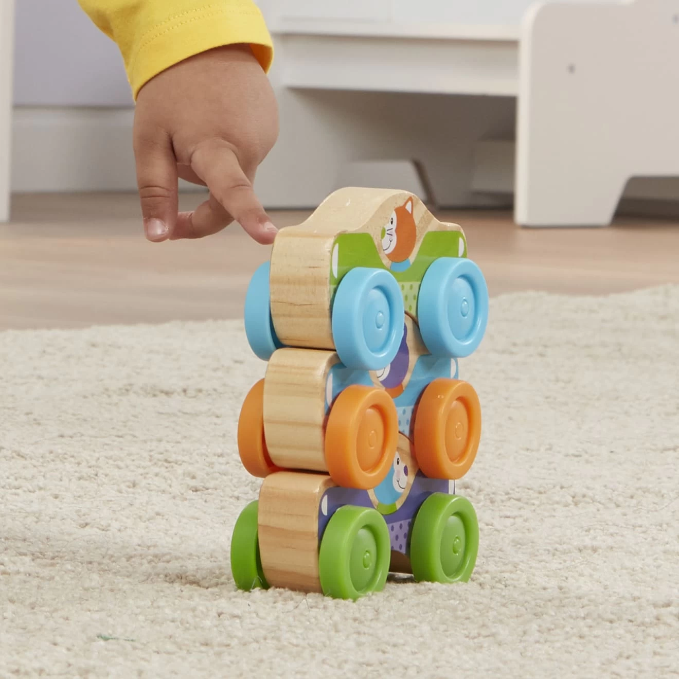 Melissa & Doug First Play Wooden Animal Stacking Cars - Image 6