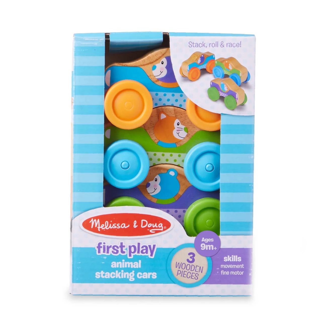 Melissa & Doug First Play Wooden Animal Stacking Cars - Image 3