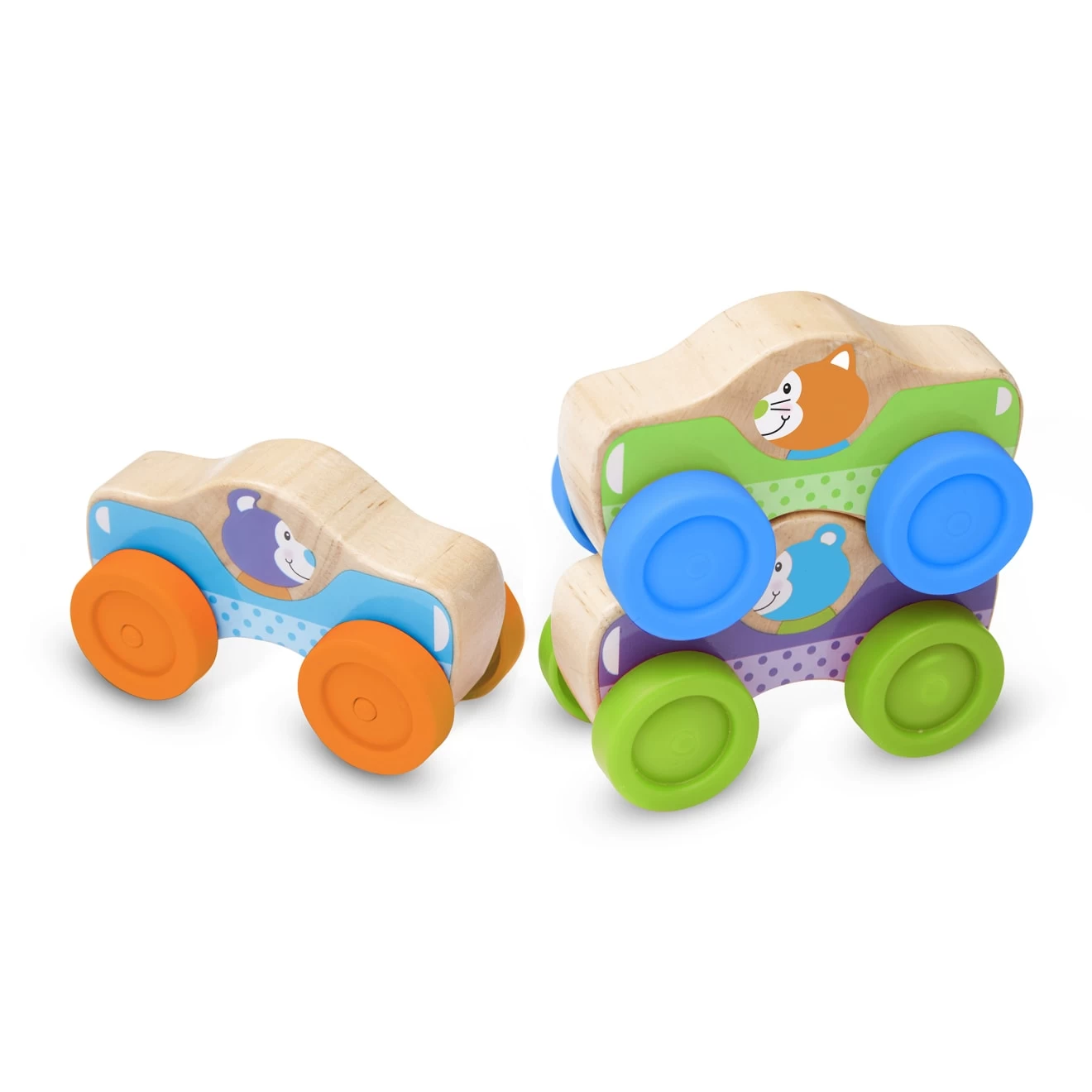 Melissa & Doug First Play Wooden Animal Stacking Cars - Image 9