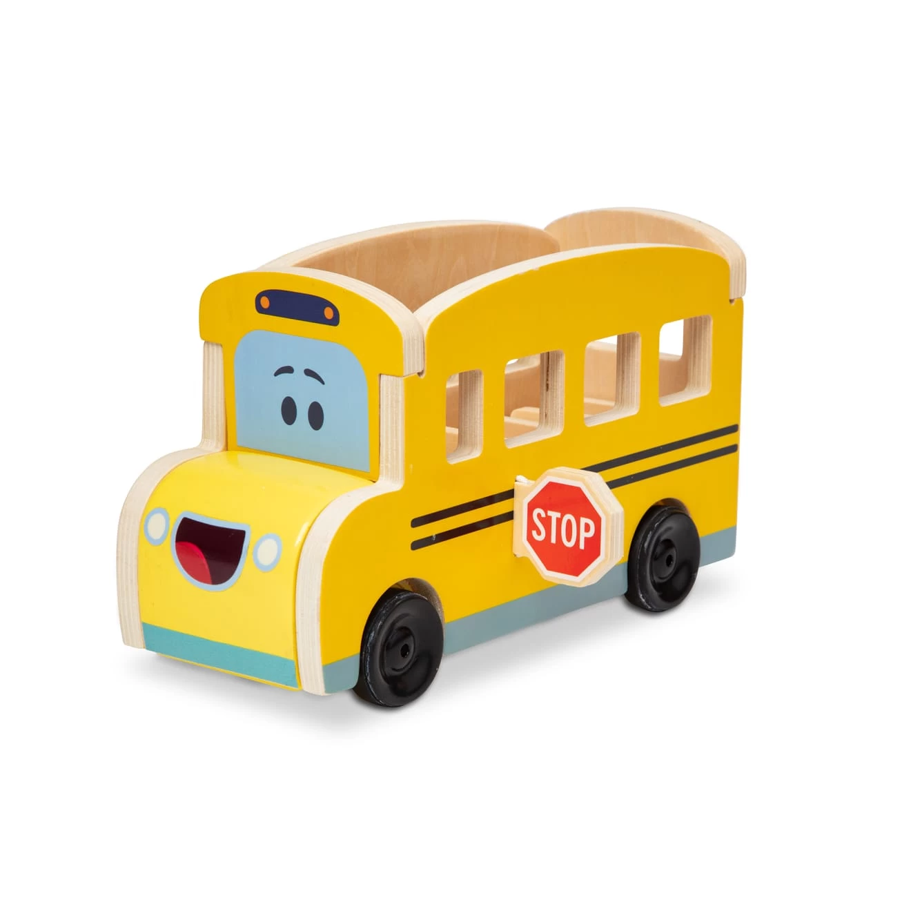 Melissa & Doug Blue's Clues & You! Wooden Pull-Back School Bus - Image 3