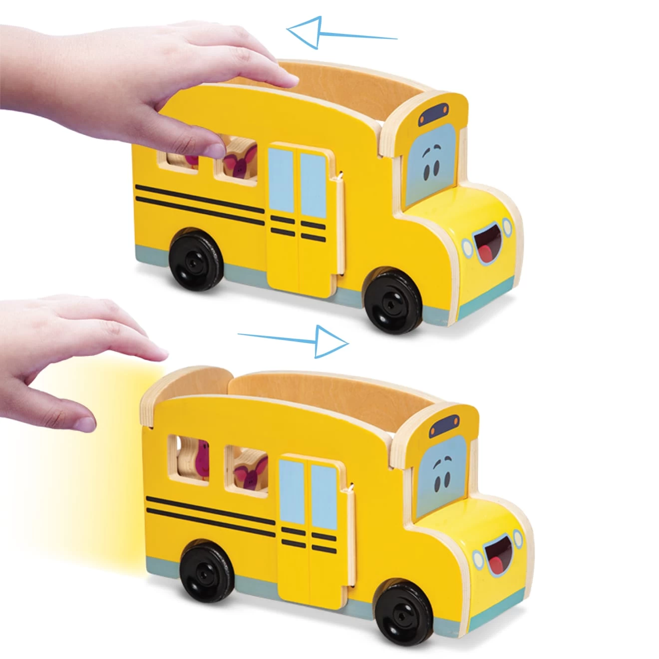 Melissa & Doug Blue's Clues & You! Wooden Pull-Back School Bus - Image 7