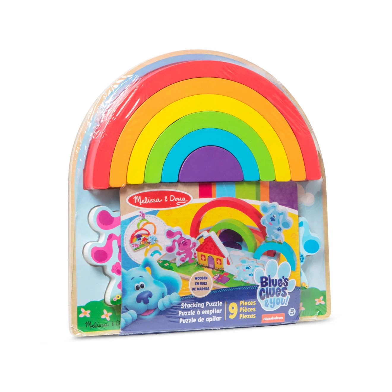 Melissa & Doug Blue's Clues & You! Wooden Rainbow Stacker Puzzle - 9 Pieces - Image 3