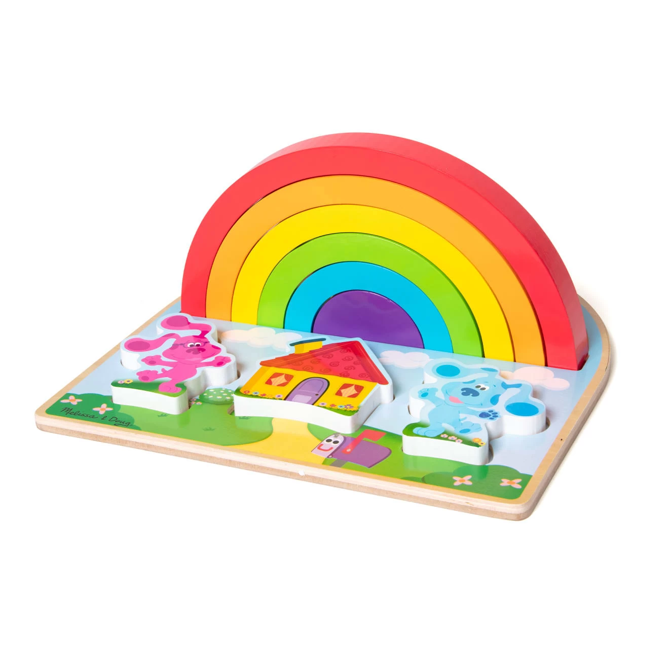 Melissa & Doug Blue's Clues & You! Wooden Rainbow Stacker Puzzle - 9 Pieces - Image 4
