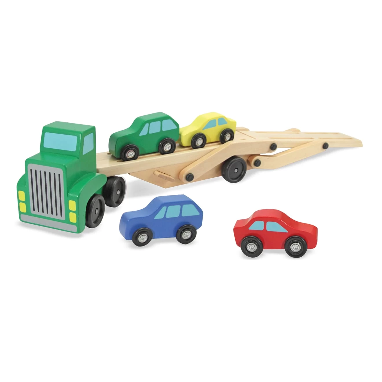 Melissa & Doug Car Carrier Truck & Cars Wooden Toy Set - Image 4