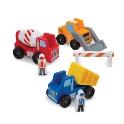 Melissa & Doug Classic Wooden Toy Construction Vehicle Set