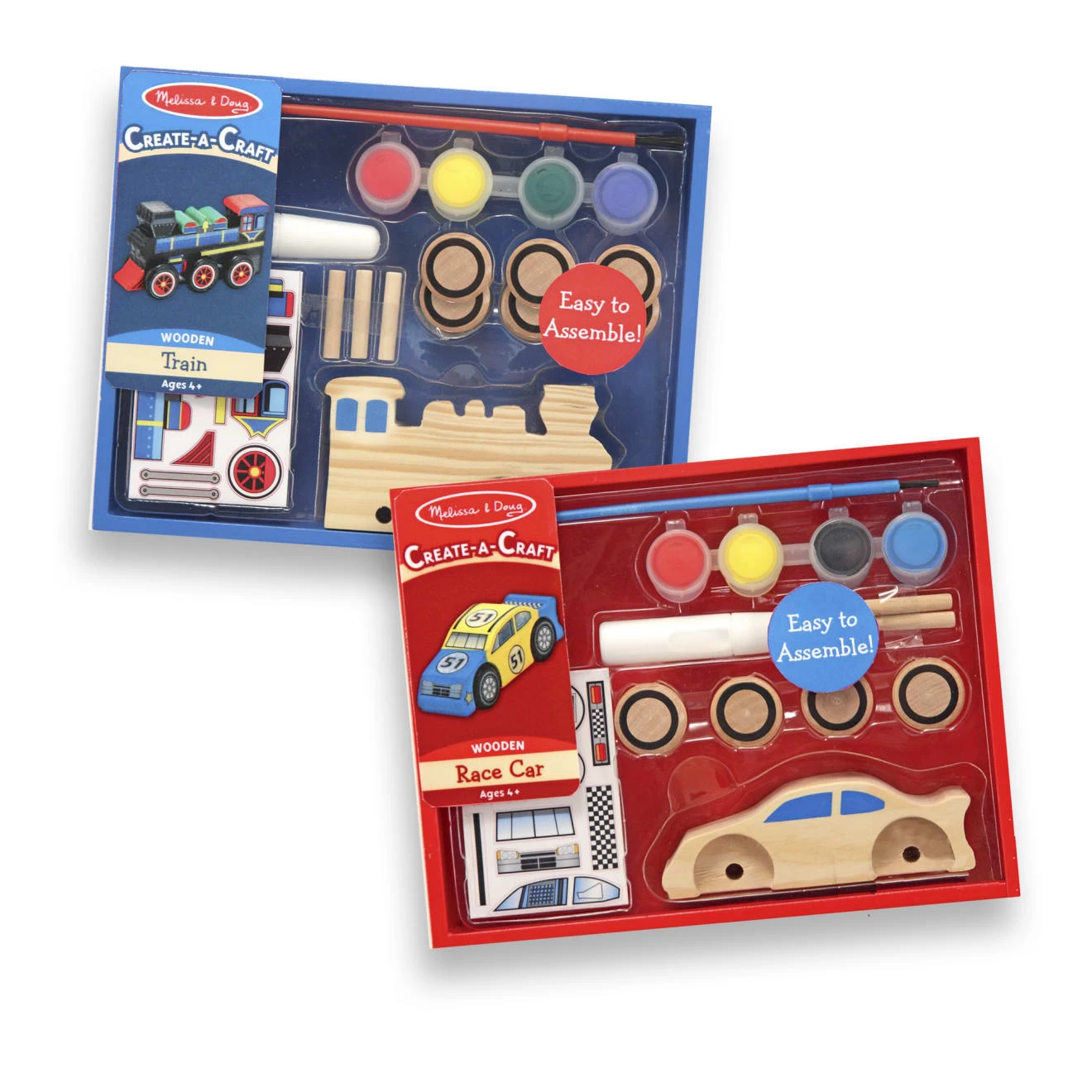 Melissa & Doug Decorate-Your-Own Wooden Train And Race Car Craft Kit