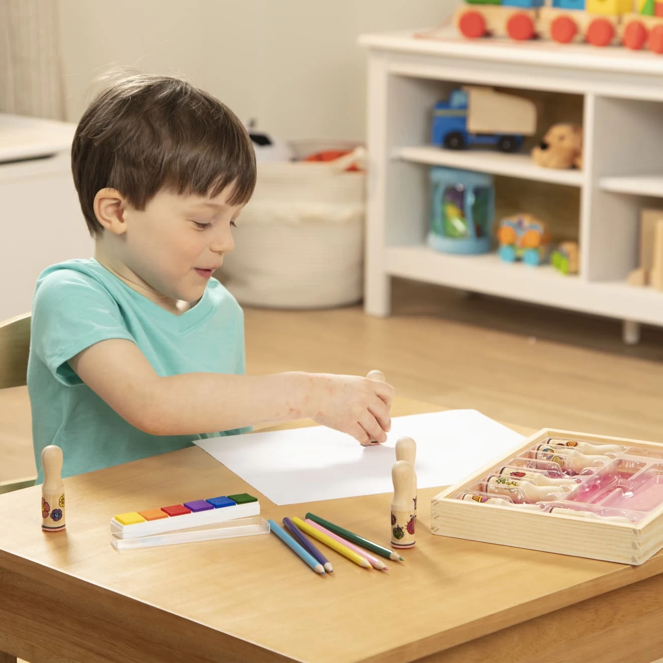 Melissa & Doug Wooden Stamp Set - Deluxe Happy Handles - Image 6