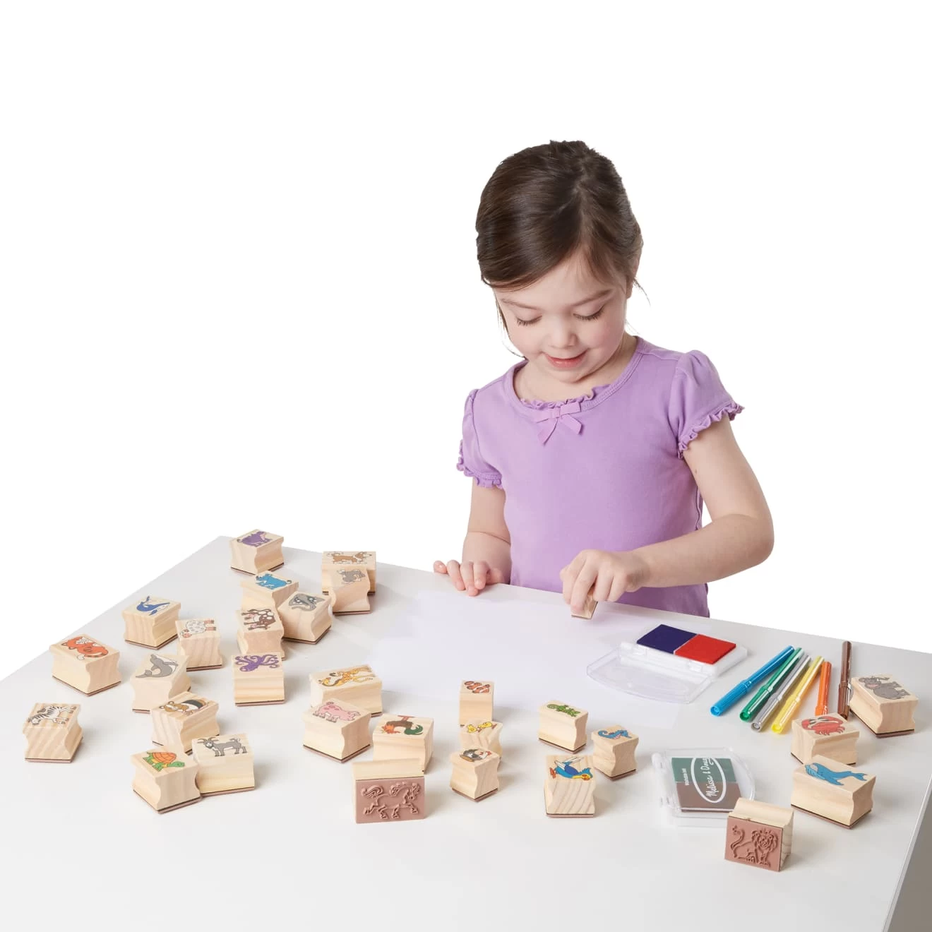 Melissa & Doug Deluxe Wooden Stamp Set - Animals - Image 8
