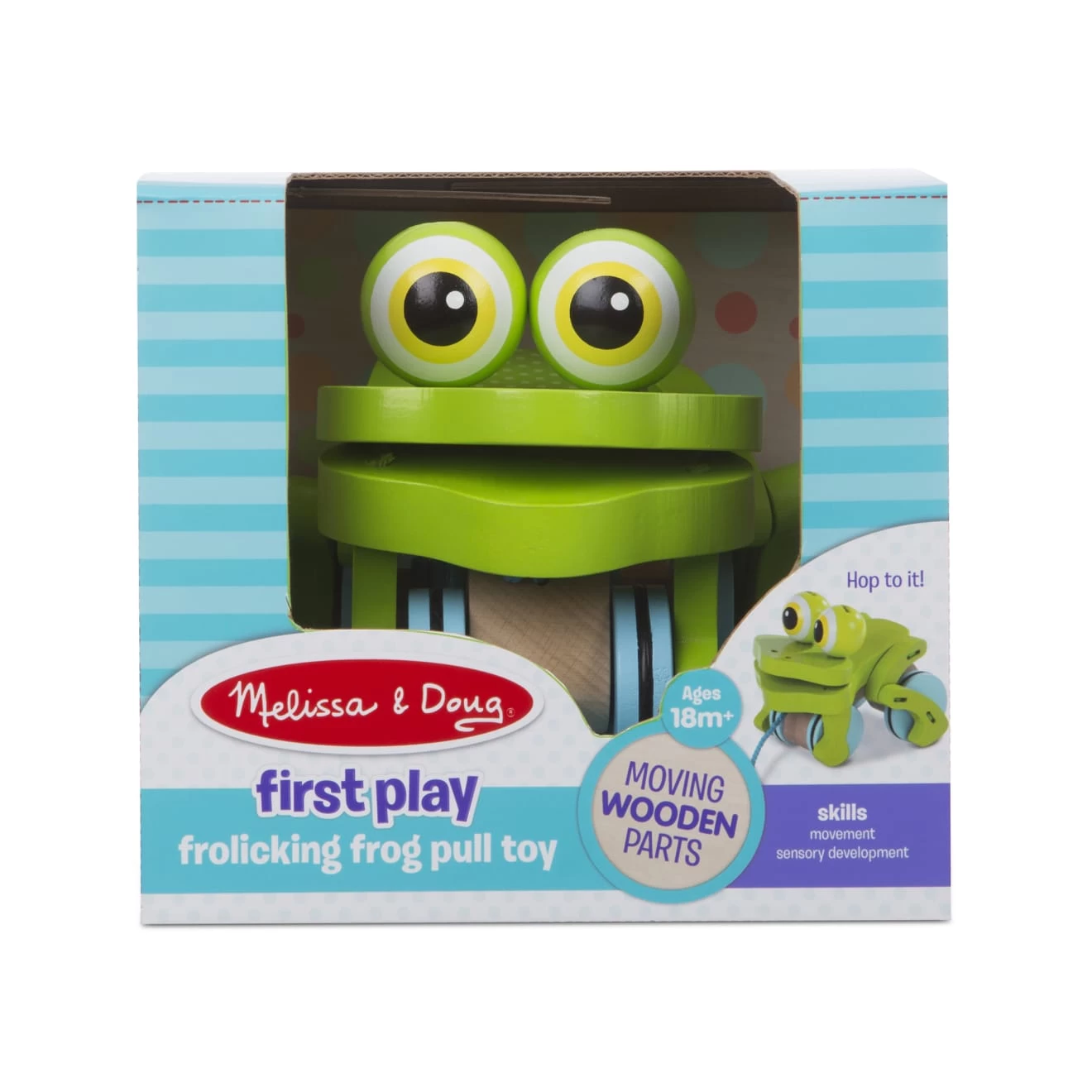 Melissa & Doug First Play Frolicking Frog Wooden Pull Toy - Image 3