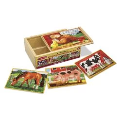 Melissa & Doug Farm Animals Jigsaw Puzzles In A Box