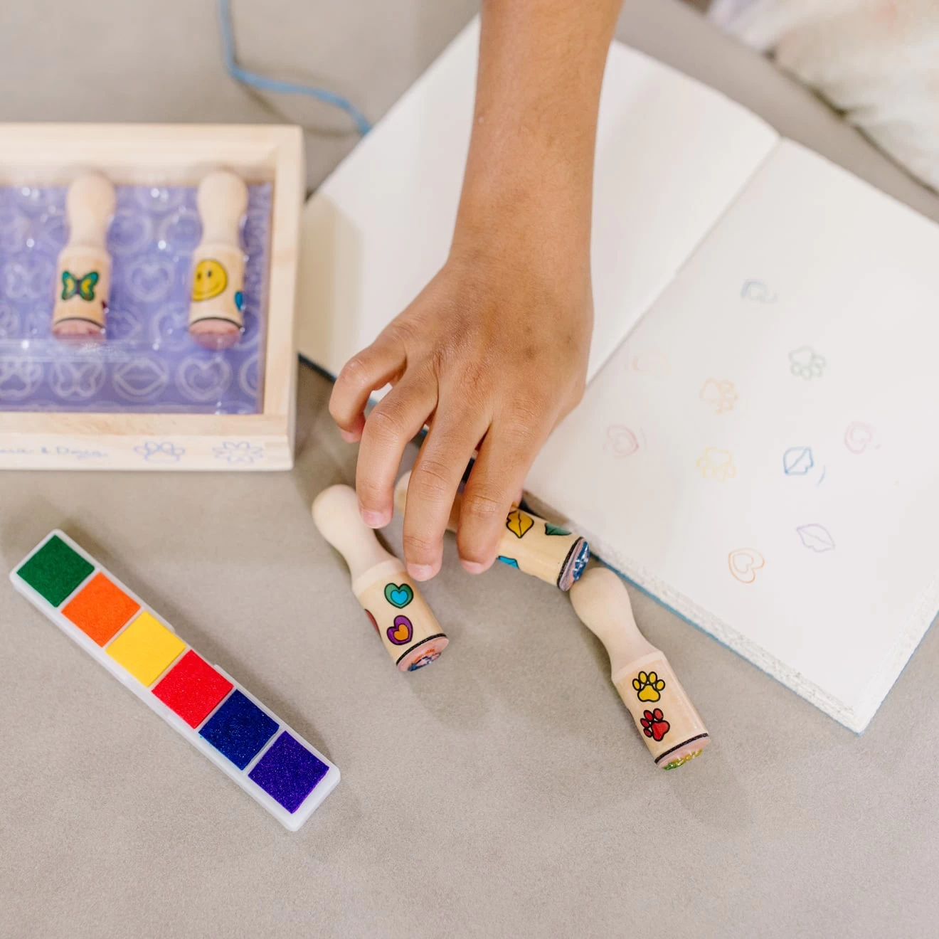 Melissa & Doug Wooden Stamp Set - Happy Handles - Image 2