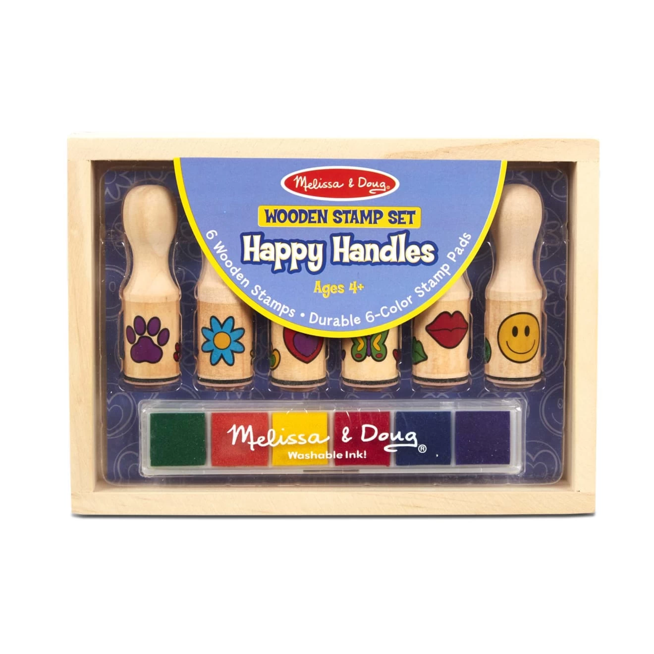 Melissa & Doug Wooden Stamp Set - Happy Handles
