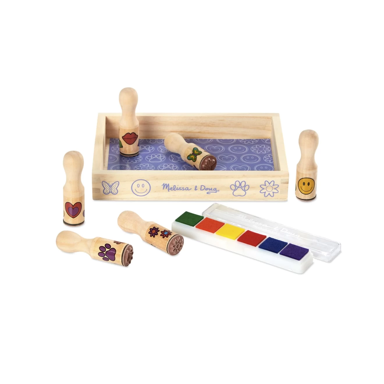 Melissa & Doug Wooden Stamp Set - Happy Handles - Image 3