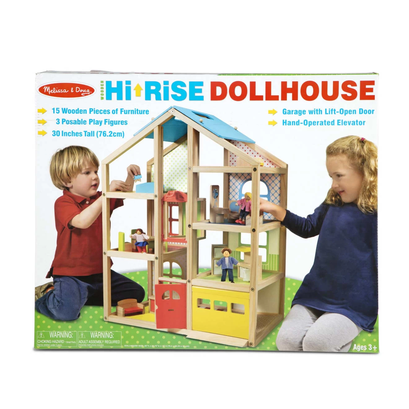 Melissa & Doug Hi-Rise Wooden Dollhouse And Furniture Set - Image 3