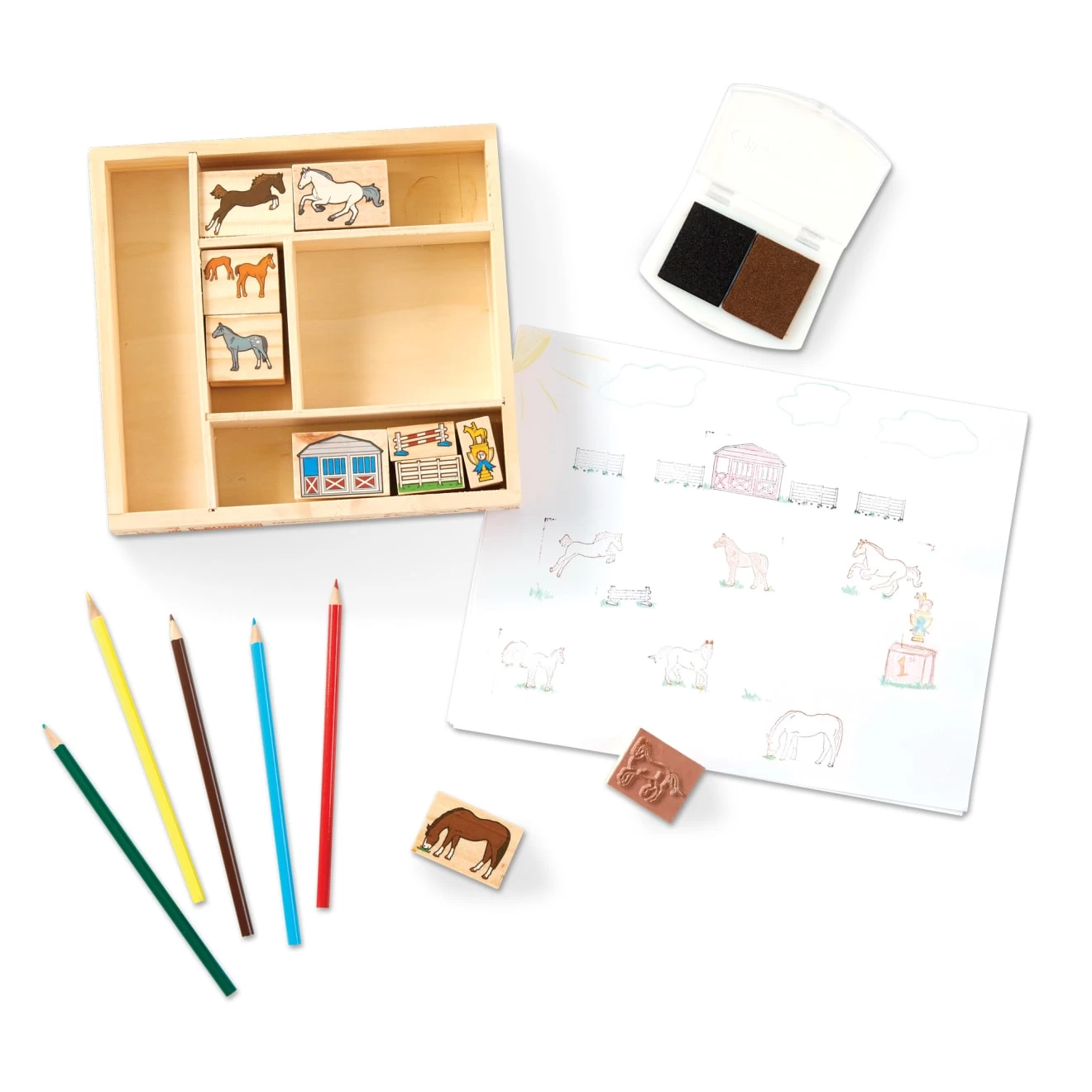 Melissa & Doug Wooden Stamp Set - Horses - Image 4