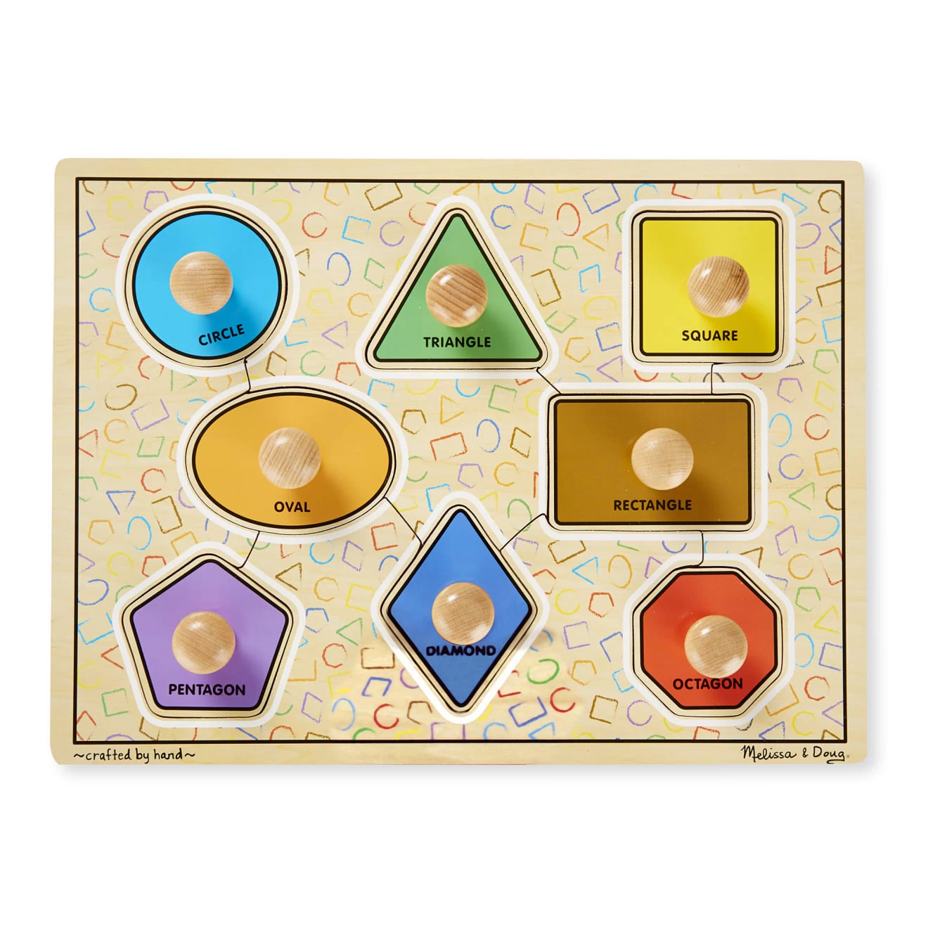 Melissa & Doug Deluxe Jumbo Knob Wooden Puzzle - Geometric Shapes (8 Pcs) - Image 4