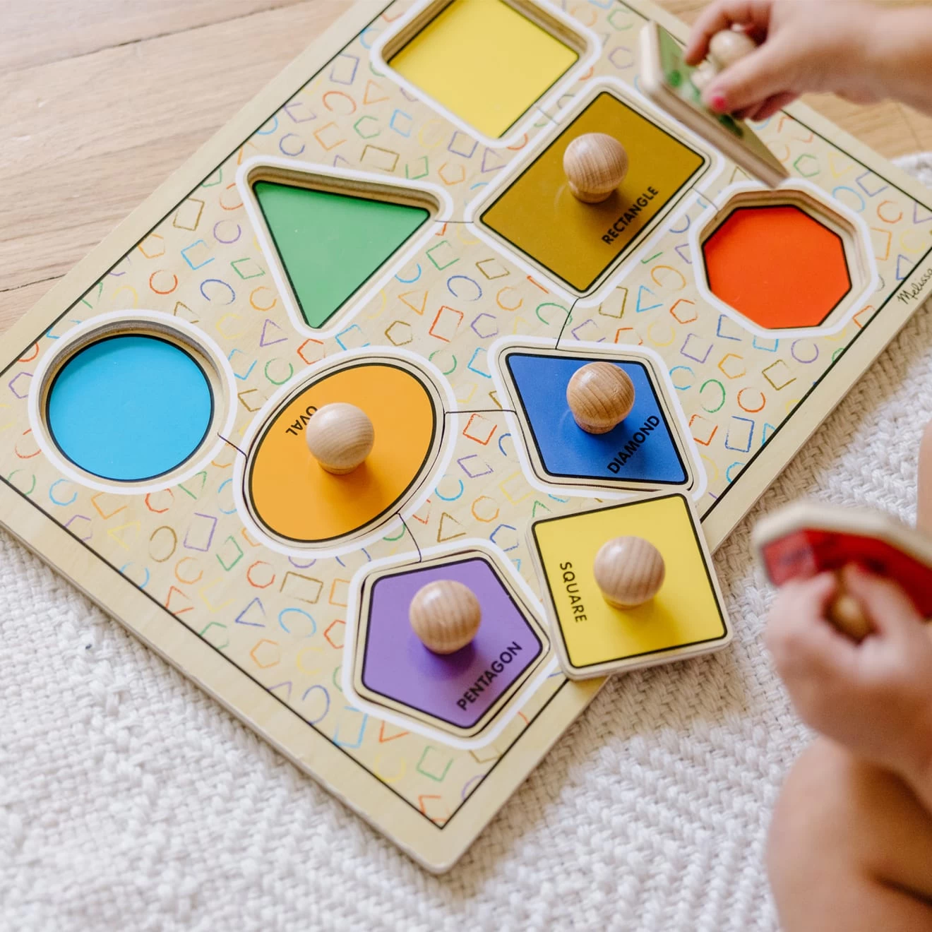 Melissa & Doug Deluxe Jumbo Knob Wooden Puzzle - Geometric Shapes (8 Pcs) - Image 5