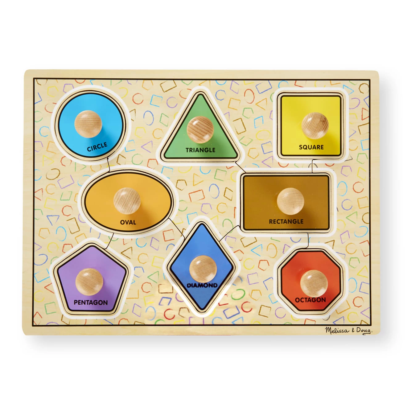 Melissa & Doug Deluxe Jumbo Knob Wooden Puzzle - Geometric Shapes (8 Pcs) - Image 6