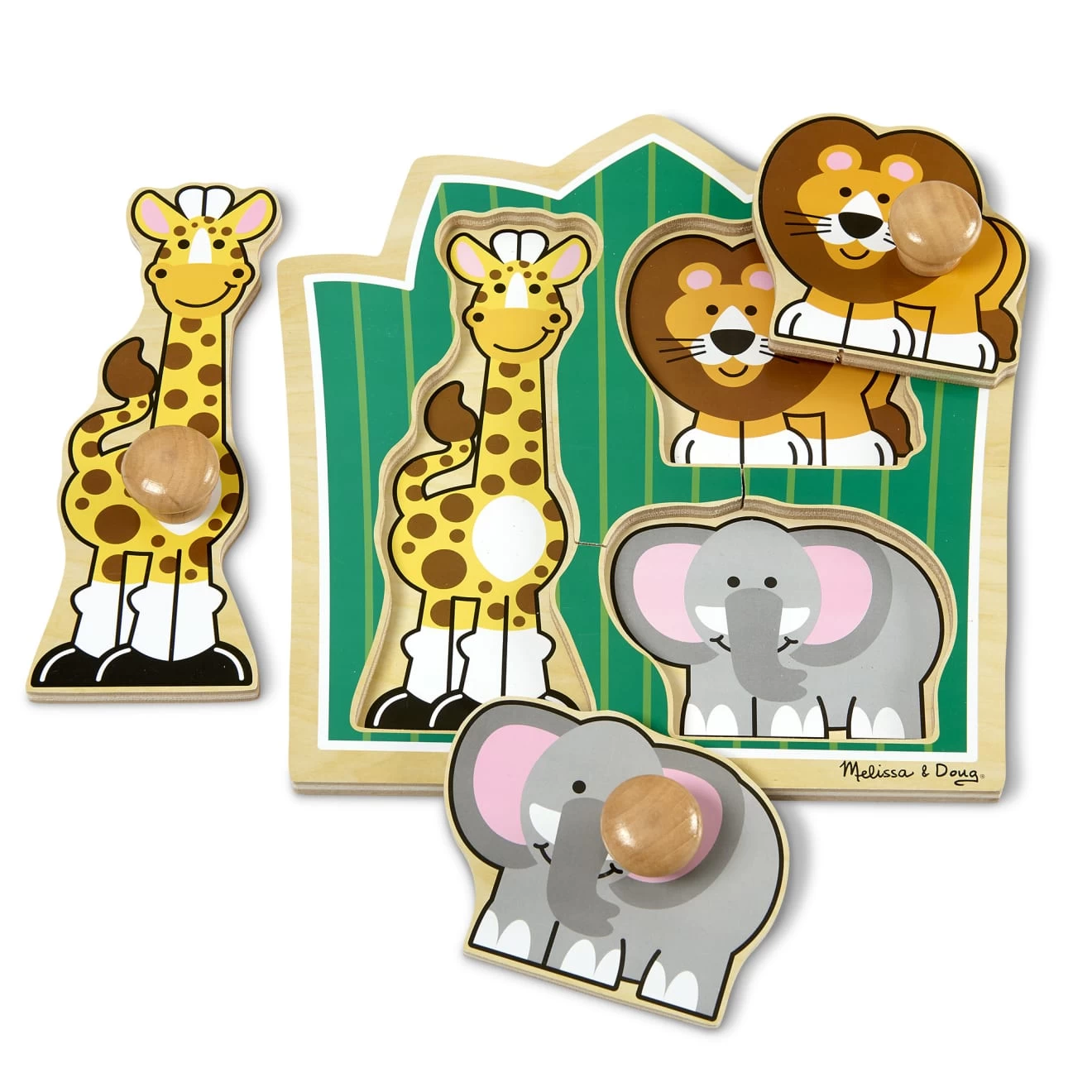 Melissa & Doug Jungle Friends Jumbo Knob Puzzle - 3 Pieces - Image 4