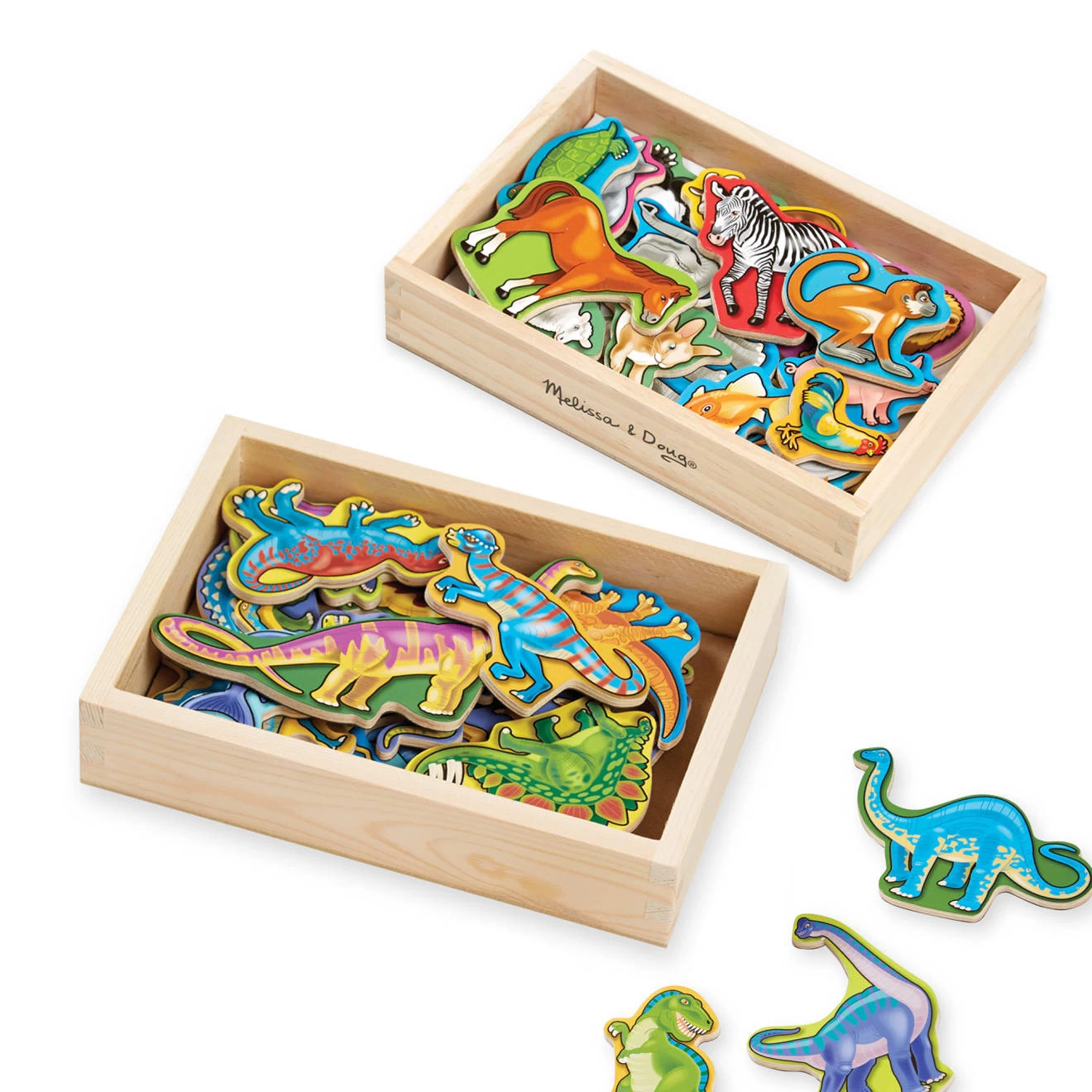 Melissa & Doug Wooden Magnets Bundle - Animals And Dinosaurs - Image 4