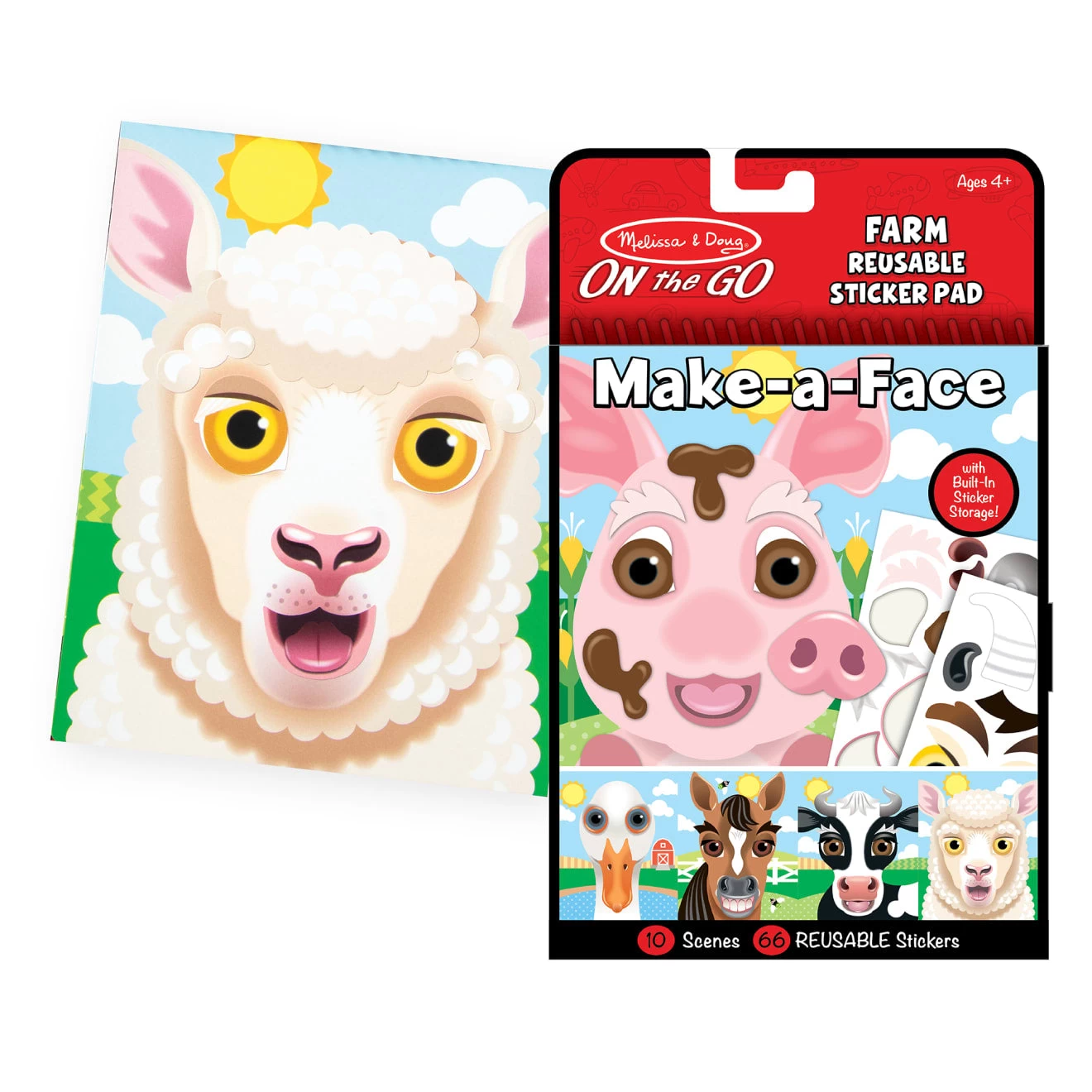 Melissa & Doug Make-A-Face Reusable Sticker Pad Bundle 3-Pack: Safari, Farm And Pet Sticker Activity Pads - Image 3