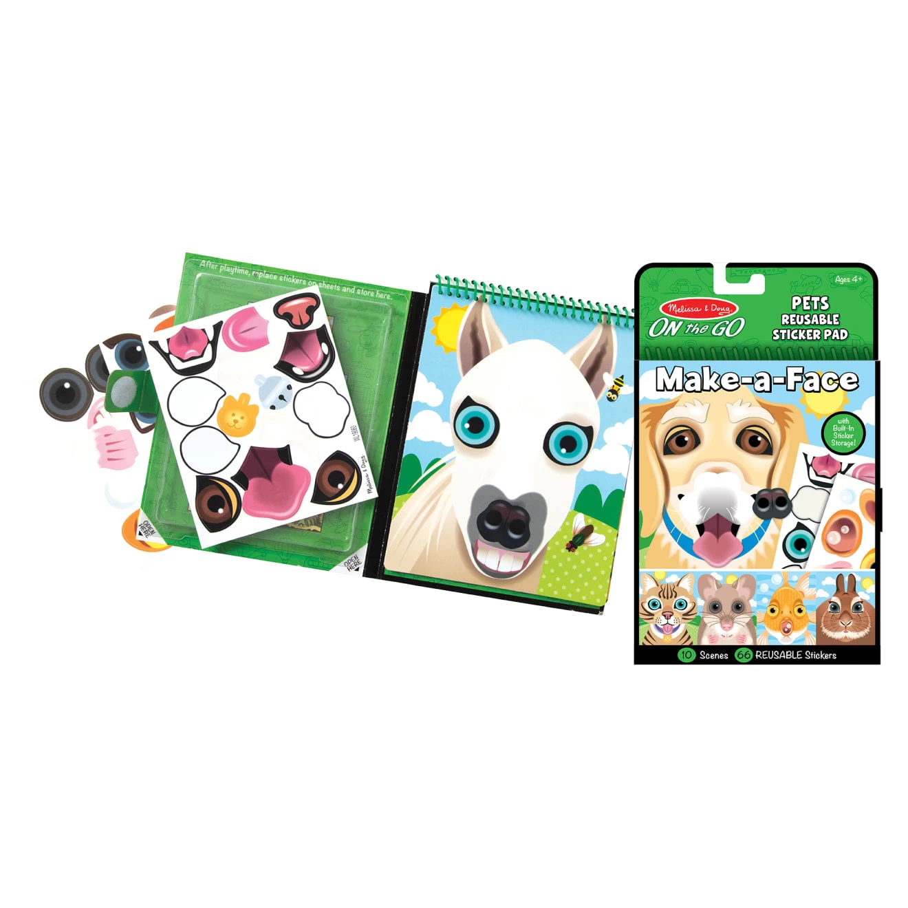 Melissa & Doug Make-A-Face Reusable Sticker Pad Bundle 3-Pack: Safari, Farm And Pet Sticker Activity Pads - Image 8