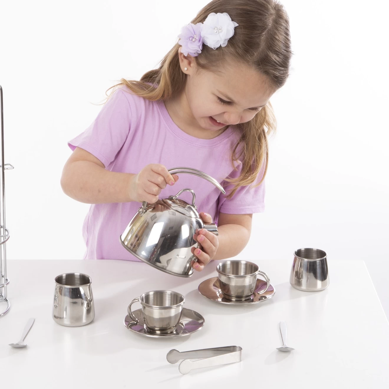 Melissa & Doug Stainless Steel Tea Set And Storage Stand - Image 8