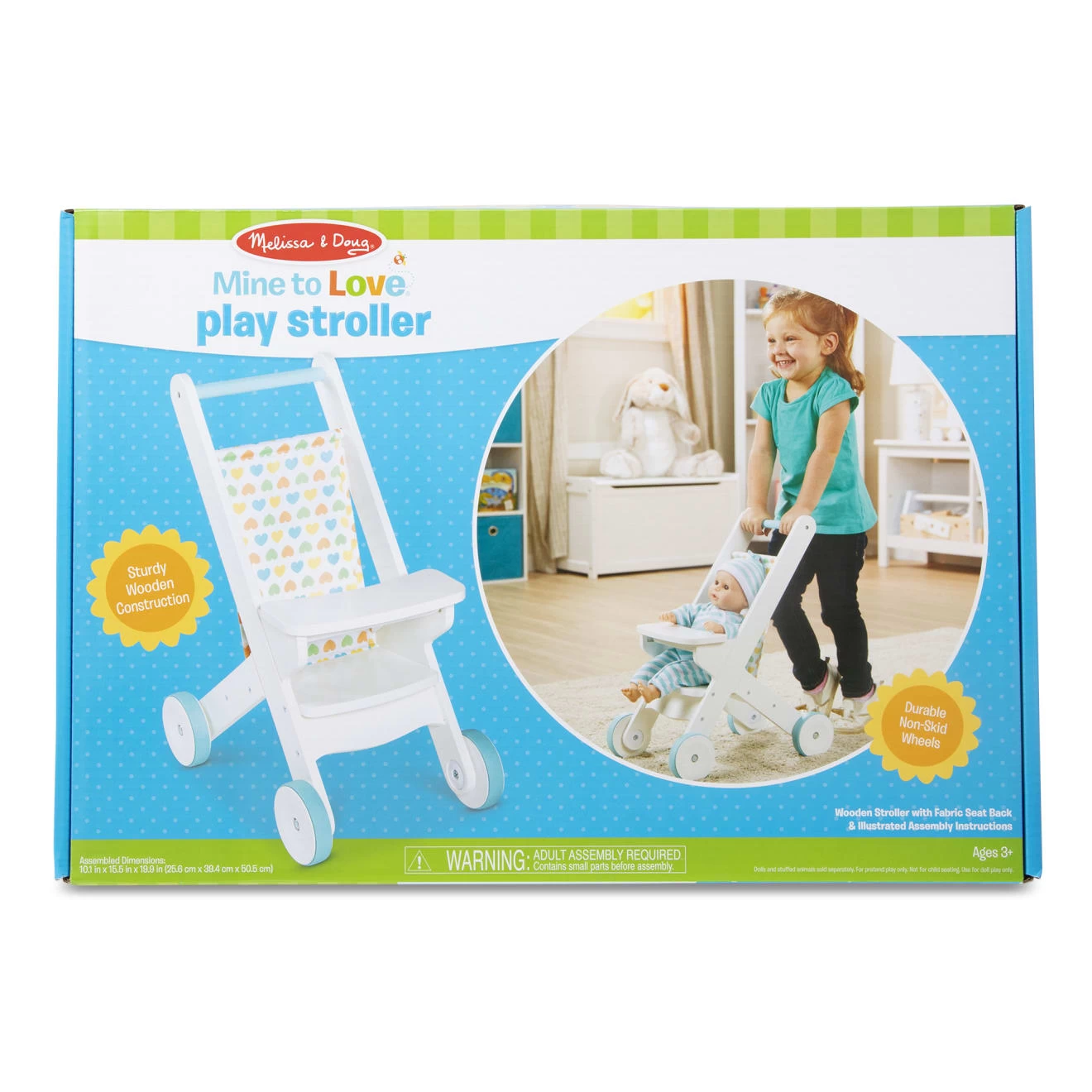 Melissa & Doug Mine To Love Wooden Play Stroller - Image 3
