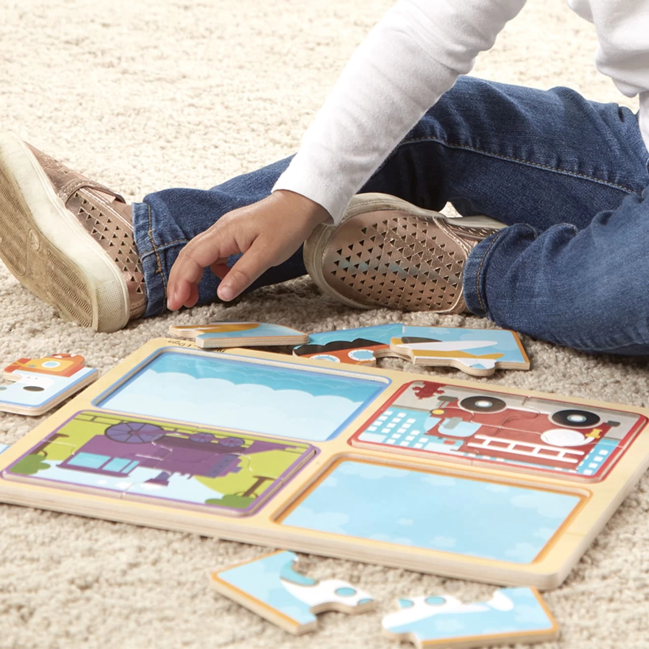 Melissa & Doug Natural Play Wooden Puzzle: Ready, Set, Go - Image 2