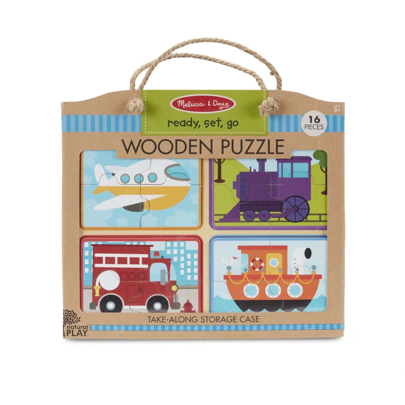 Melissa & Doug Natural Play Wooden Puzzle: Ready, Set, Go - Image 3