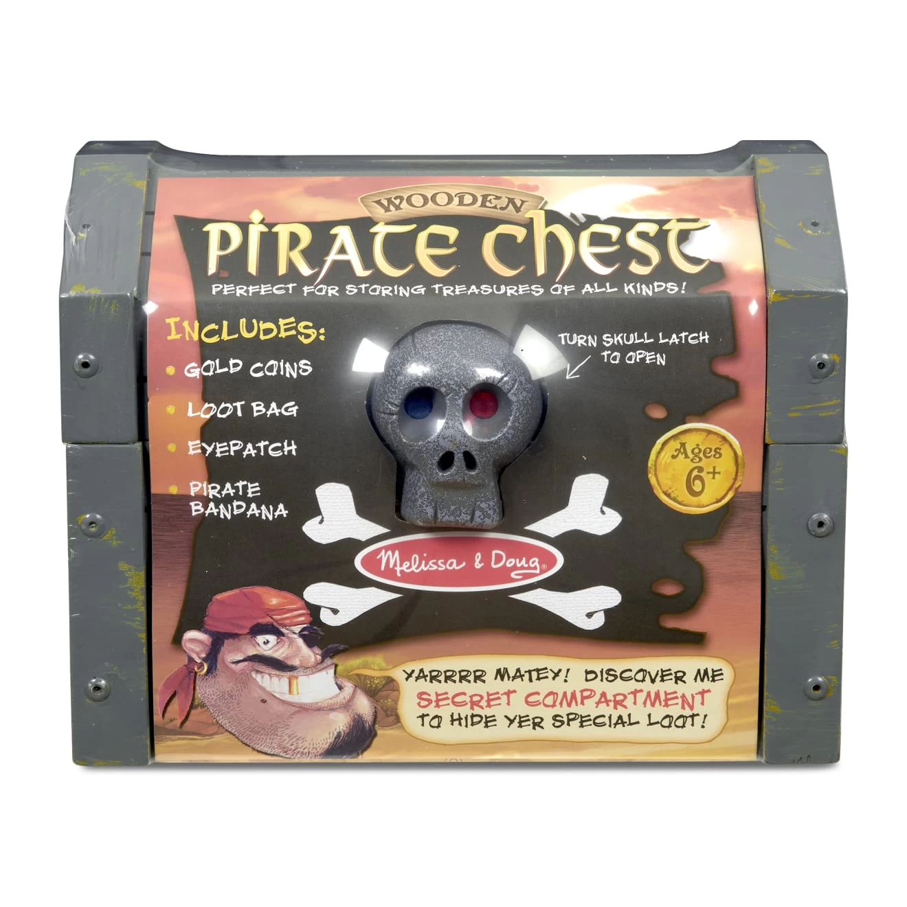 Melissa & Doug Wooden Pirate Chest - Image 3