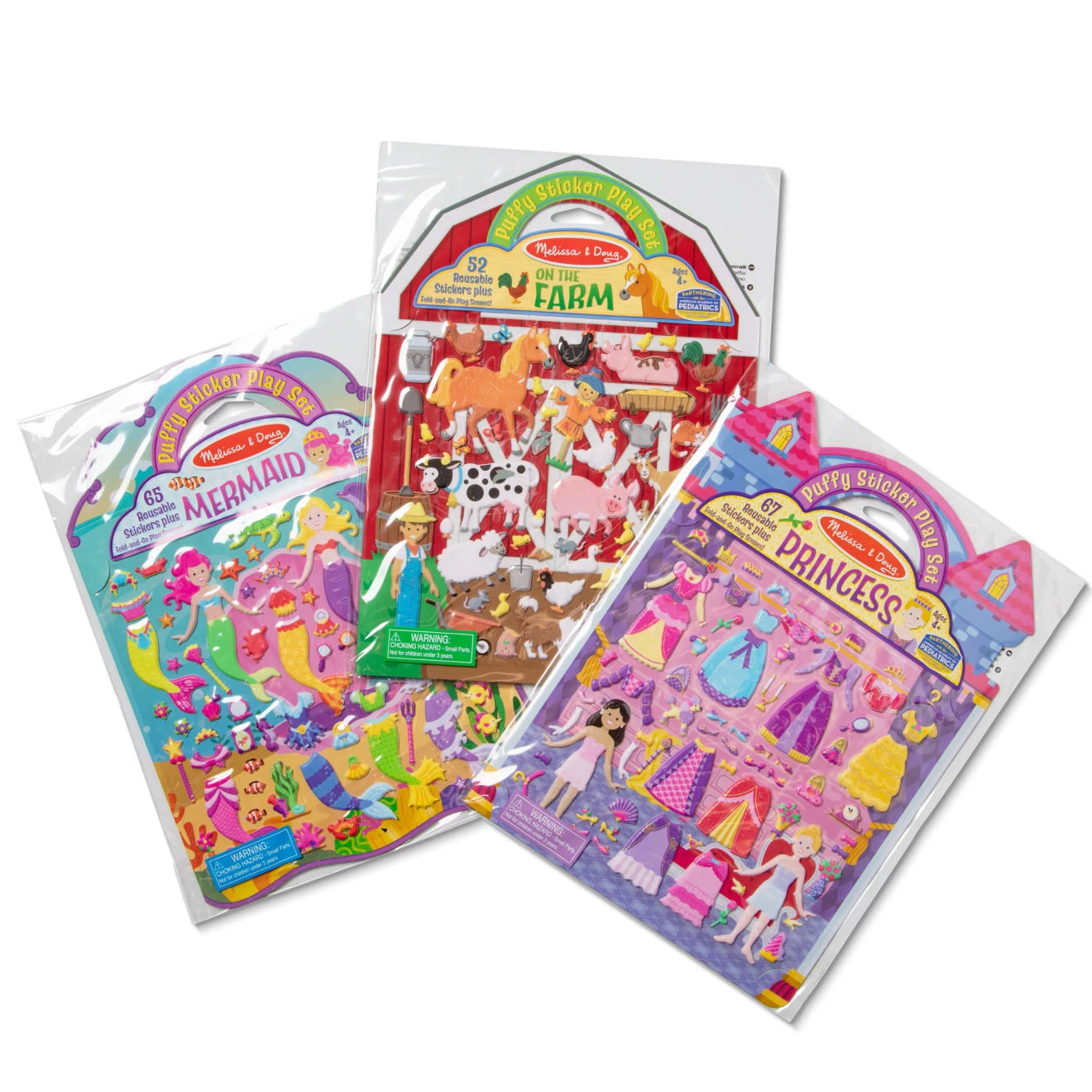 Melissa & Doug Puffy Sticker Bundle - Farm, Princess & Mermaid - Image 3