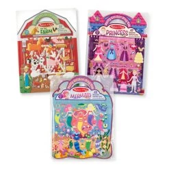 Melissa & Doug Puffy Sticker Bundle - Farm, Princess & Mermaid