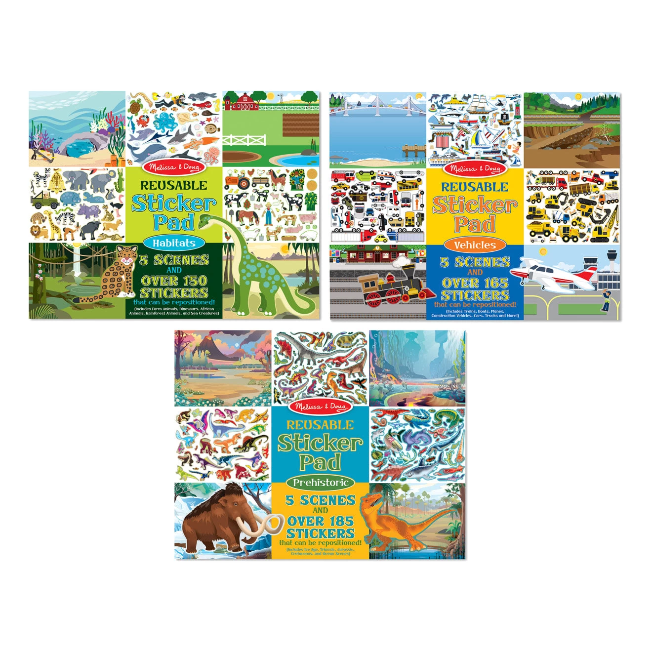 Melissa & Doug Reusable Sticker Bundle - Vehicles, Habitats And Prehistoric Themes