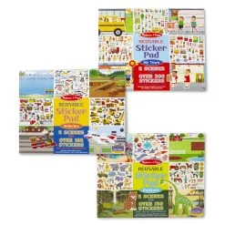 Melissa & Doug Reusable Sticker Pad Bundle - Habitats, Vehicles, And Town