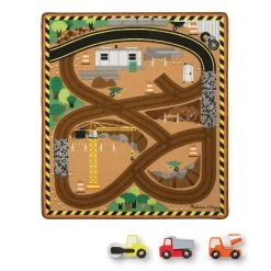 Melissa & Doug Round The Construction Zone Work Site Rug & Vehicle Set