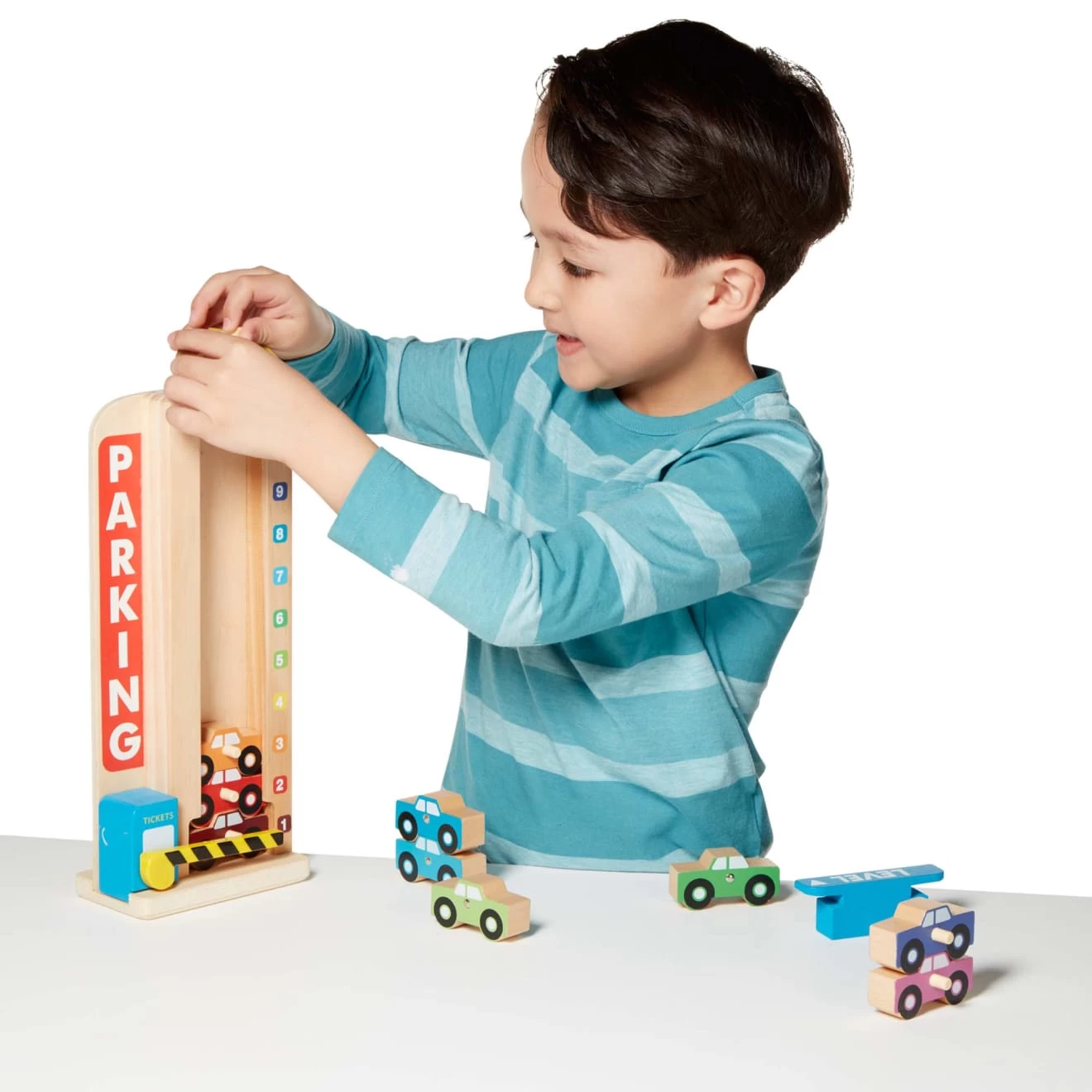 Melissa & Doug Wooden Stack & Count Parking Garage - Image 5