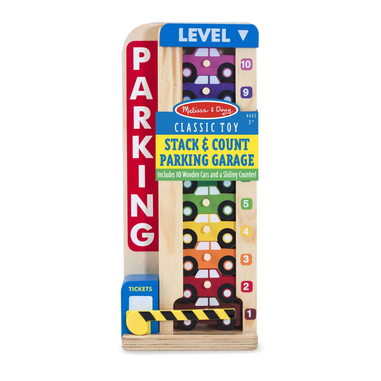 Melissa & Doug Wooden Stack & Count Parking Garage - Image 3