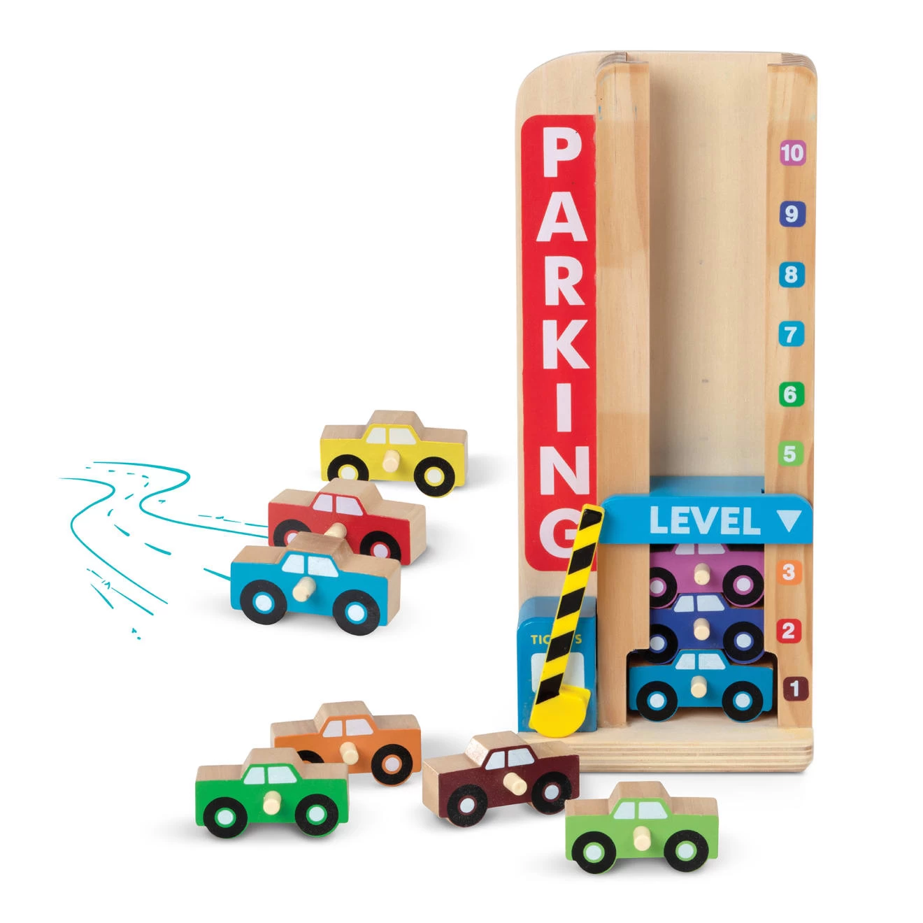 Melissa & Doug Wooden Stack & Count Parking Garage - Image 4