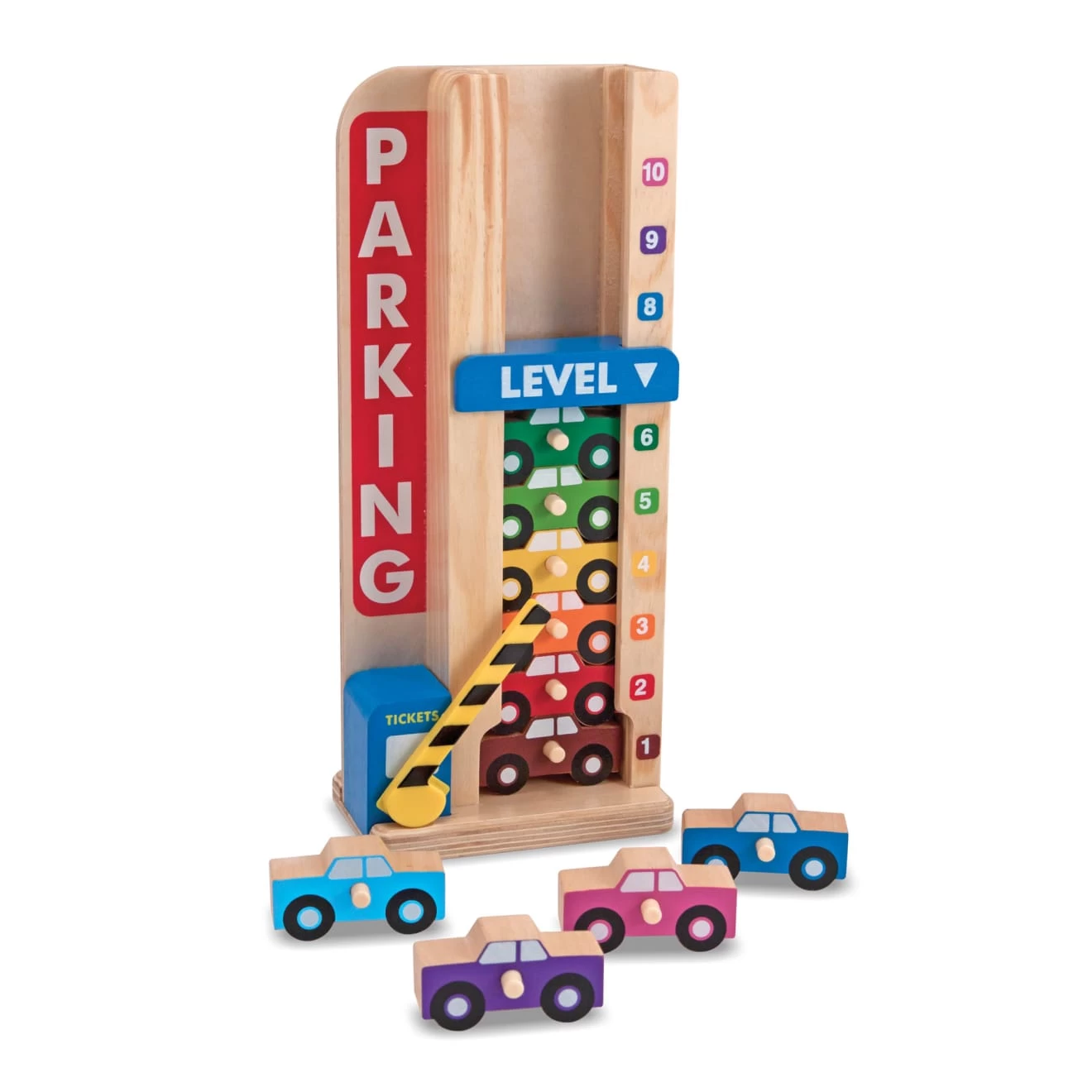 Melissa & Doug Wooden Stack & Count Parking Garage