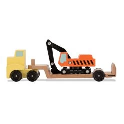 Melissa & Doug Trailer & Excavator Wooden Vehicles Play Set