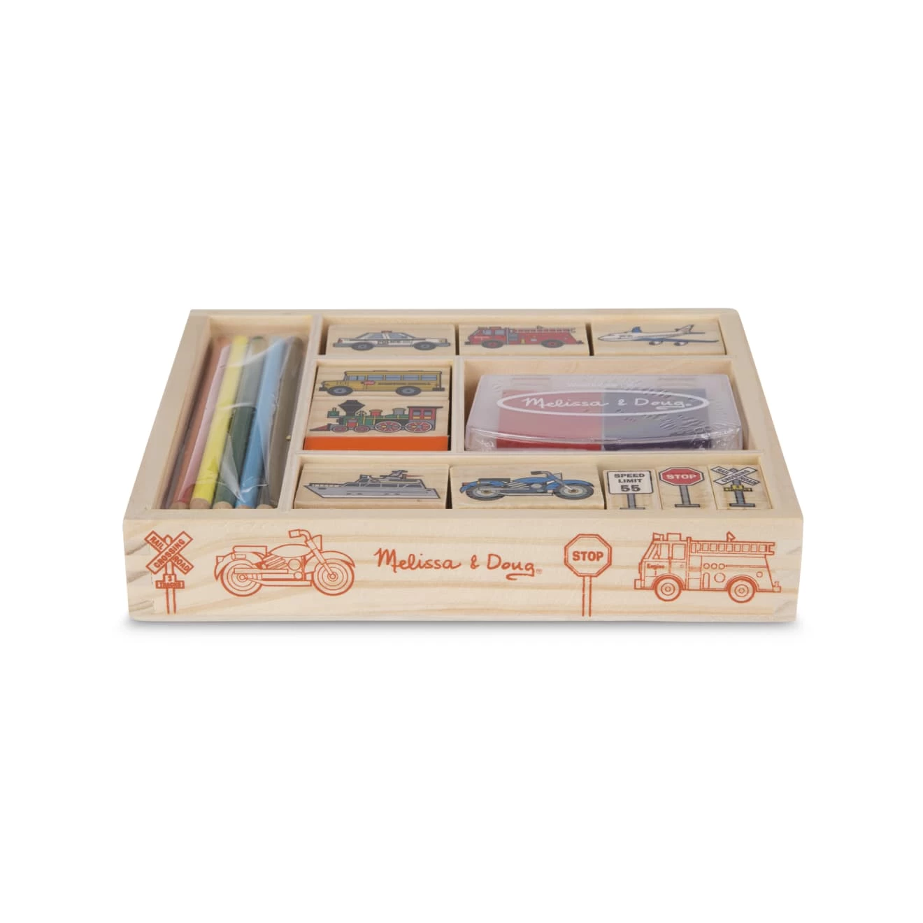 Melissa & Doug Wooden Stamp Set - Vehicles - Image 5