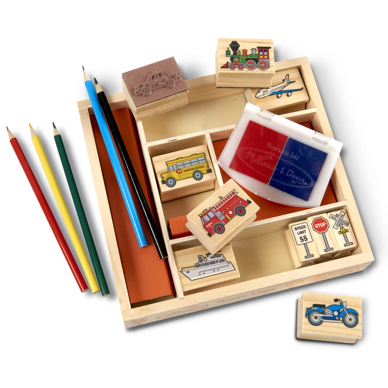 Melissa & Doug Wooden Stamp Set - Vehicles - Image 3