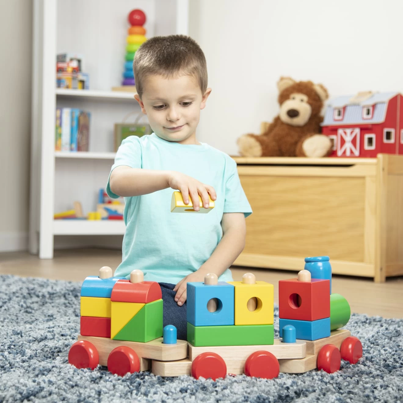 Melissa & Doug Jumbo Wooden Stacking Train – Classic - Image 7
