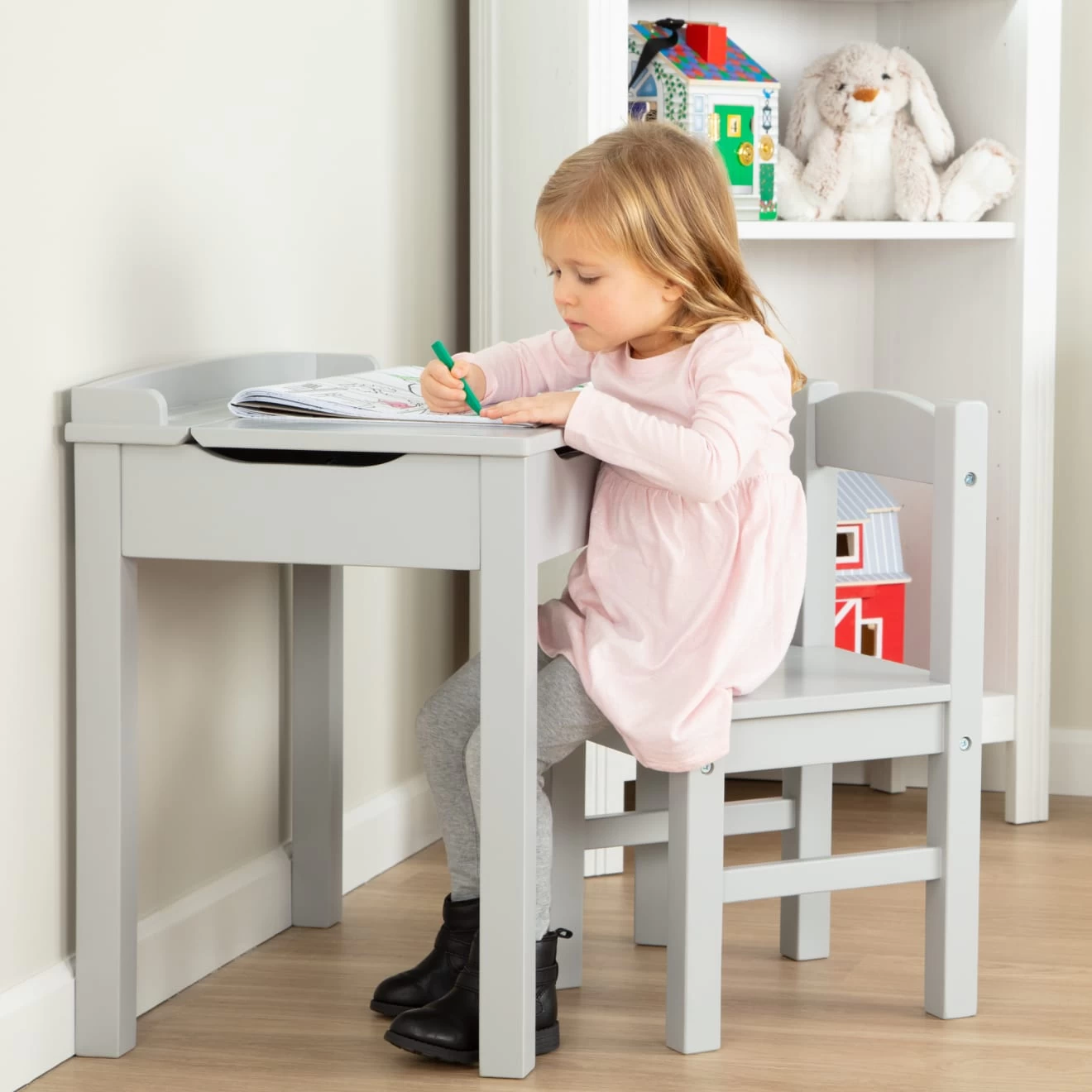 Melissa & Doug Child's Lift-Top Desk & Chair - Gray - Image 6