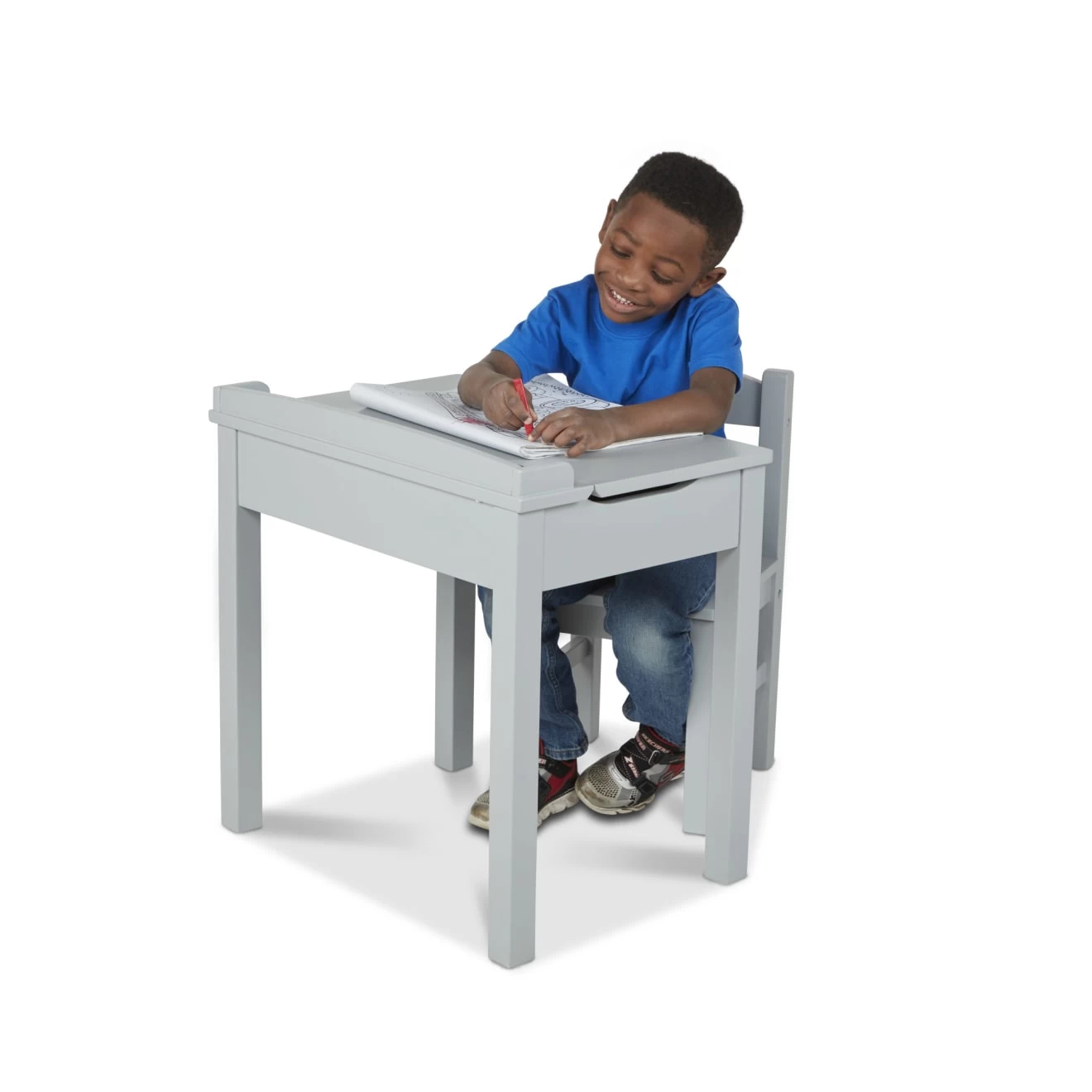 Melissa & Doug Child's Lift-Top Desk & Chair - Gray - Image 8