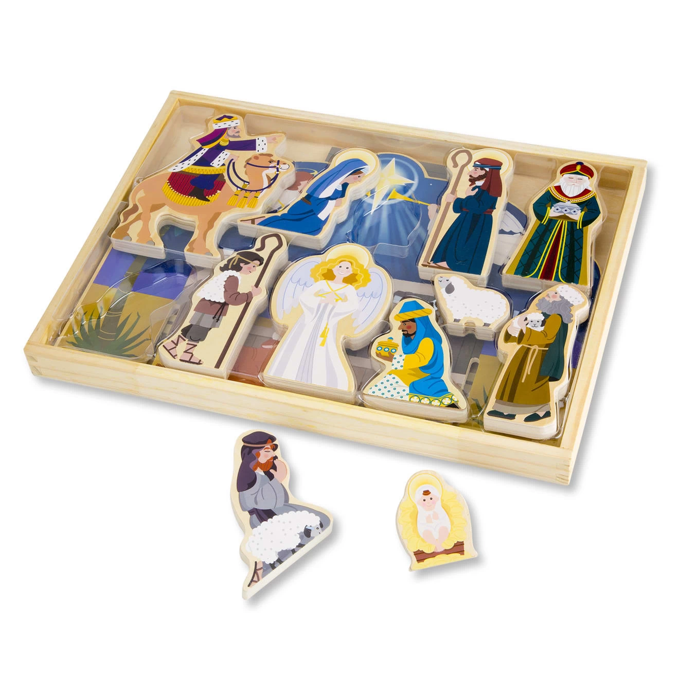 Melissa & Doug Wooden Christmas Nativity Set - Image 4