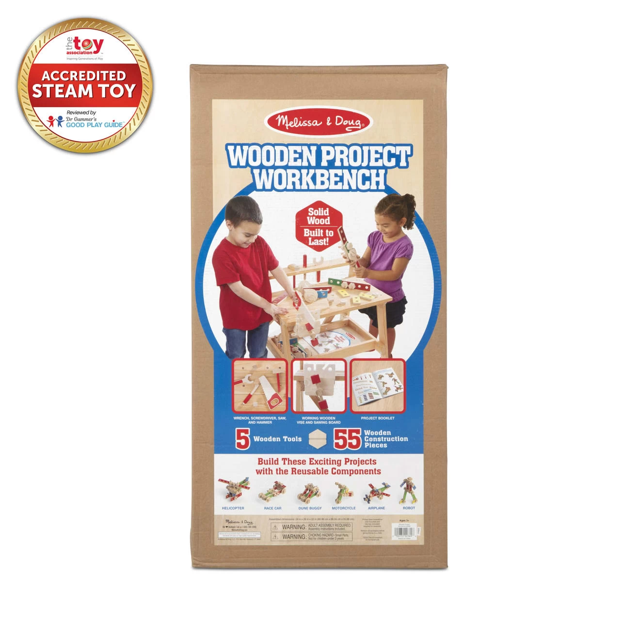 Melissa & Doug Wooden Project Solid Wood Workbench - Image 3