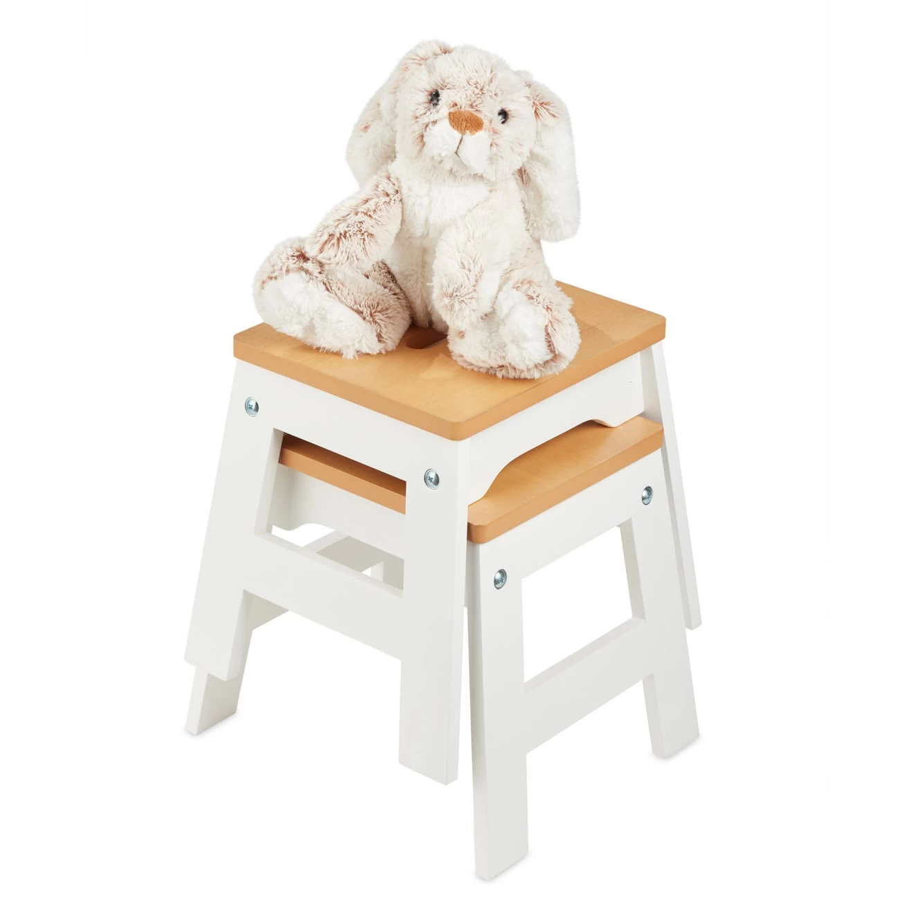 Melissa & Doug Wooden Stools - Set Of 2 (White/Natural) - Image 2