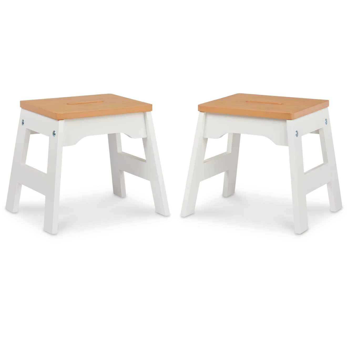 Melissa & Doug Wooden Stools - Set Of 2 (White/Natural) - Image 3
